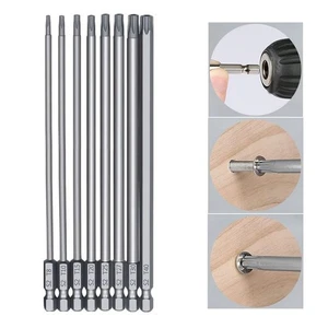 Industrial Quality 8pcs 200mm Screwdriver Bit Set with Hex Shank T8T40 - Picture 1 of 11