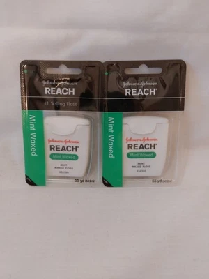 2 PACK Johnson & Johnson REACH Mint Waxed DENTAL FLOSS 55 Yards Teeth Flossing - Image 1 of 4