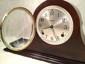 Antique Ingraham Mantel Clock Mahogany Case Runs and Strikes - Picture 1 of 12