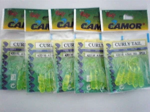 5 BUSTINE FALCETTI (GRUB) CAMOR CURLY TAIL 4.5cm VERDE GLITTER - Imagen 1 de 1