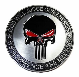 Punisher Skull God Will Judge Novelty Metal Belt Buckle