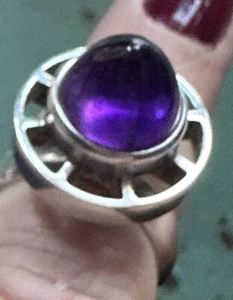 Anillo Bengt Hallberg plata esterlina amatista vintage patrimonio noruego 387 - Imagen 1 de 9