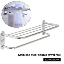 Stainless Steel Wall Mounted Bathroom Towel Rack Rail Holder Storage Shelf Trend