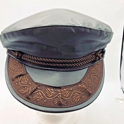 Sombrero de periodista de cuero. "Cordón marrón marrón y cinta recorte Bill banda de 23""" Foto 1 de 4