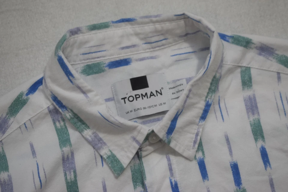Topman Button Up Shirt Striped Short Sleeve Casual Mens Size Medium - Image 1 of 4