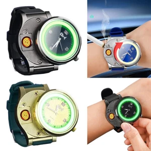 Multifunctional Windproof Lighter Watch Compass USB Rechargeable Cigar Lighte - Picture 1 of 14