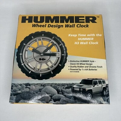NEW! Hummer H3 Wheel Design Wall Clock Tire Rubber Chrome Finish 2005 GM 10” - Image 1 of 4
