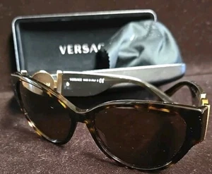 Versace Women's VE4368 Brown Fashion Cat Eye Sunglasses With Clam Case - Picture 1 of 9