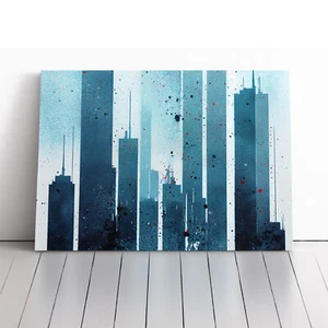 Grattacielo accogliente skyline astratto tela stampa arte da parete quadro incorniciato decorazione - Foto 1 di 5