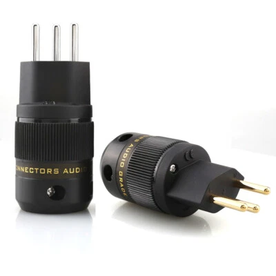 Gold/Rhodium Plated Swiss Standard AC Power Plug Power Supply Male Connector - Image 1 of 4