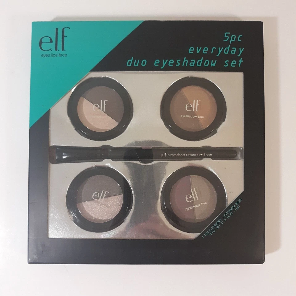 e.l.f. Eyeshadow 5 Piece Everyday Duo Set 8 Colors w/Brush Natural Colors New  - Image 1 of 4