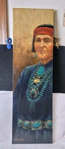 Janet Weaver Original Oil On Canvas 36"×11 Navajo Man - Picture 1 of 10