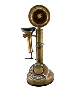 Antique Station Telephone Home Décor Brass Candlestick Vintage Phone Rotary Dial - Picture 1 of 6
