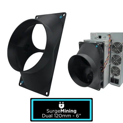 Dual 120mm to 6 Inch Fan Duct Intake Exhaust Silencer ASIC Antminer IceRiver - Image 1 of 2