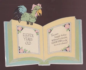 BIRTHDAY CARD 11 years old 1931 parrot cut out - Picture 1 of 2