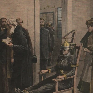 La peine de mort en Amérique - Une électrocution - - Gravure de presse 1899 - Imagen 1 de 2