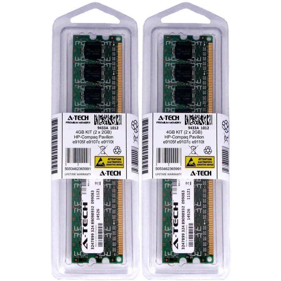 4GB KIT 2 x 2GB HP Compaq Pavilion e9105f e9107c e9110t PC3-8500 Ram Memory - Image 1 of 1