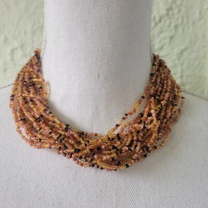 Statement Necklace multistrand bead multicolor Chunky 17-21" - Picture 1 of 6