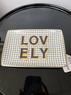 Ceramic Soap dish Or Trinket Dish White With Gold “ Lovely” New Inventory - Image 1 of 4