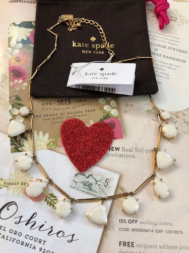 Collana Kate Spade New York placcata oro 18"14k bianco 100% autentica NUOVA$99