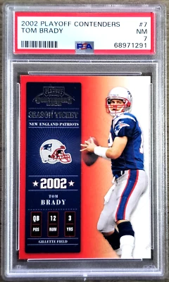 2002 Playoff Contenders Tom Brady Season Ticket #7 PSA 7 Patriots - Image 1 of 2