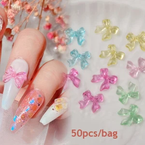 50X Nagel Strass 3D Harz Schleifen Fingernagel Deko Charms Schmuck DIY Manik #N