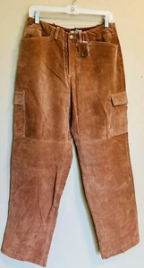 NEW Bagatelle Beige Suede 100% Leather Pants Womens sz 12, NWT, Buttery Soft! - Picture 1 of 15