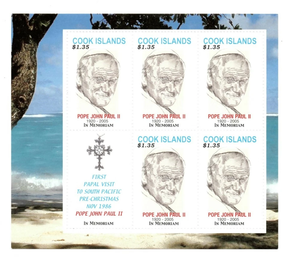 Islas Cook 2005 - Memorial Papa Juan Pablo II - Hoja de 5 Scott #1274 - MNH Foto 1 de 1