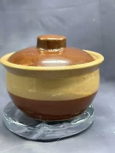 Art Pottery Lidded Serving Bowl Casserole Handmade Brown Glaze Salsa - Picture 1 of 7