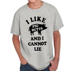 Funny I Like Pig Butts and I Cannot Lie Joke Youth Crewneck T Shirts Boy or Girl - Picture 1 of 12