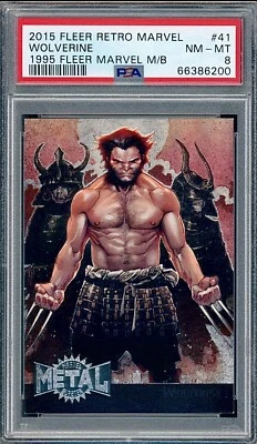 2015 Fleer Retro Marvel 1995 Metal Blaster #41 Wolverine PSA 8 🔥RARE🔥 - Image 1 of 2