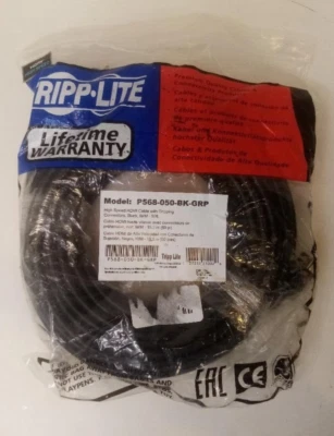 Tripp Lite High-Speed HDMI Cable, Gripping Connectors - 1080p, M/M, Black, 50 ft - Image 1 of 2