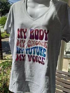 SALE! Hand-made PRO-CHOICE Women's shirt Gildan XL, Holographic/Flower Foil - Picture 1 of 3