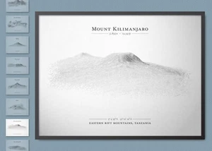 Mount Kilimanjaro Landform Sketch Poster (Highest Peak in Africa) - Picture 1 of 7