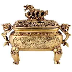 Antique Bronze Brass Chinese Dragon Incense Burner Holder Home Decoration - Picture 1 of 4