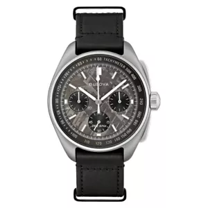 Bulova Lunar Pilot 96A312 Titanium Quartz Sapphire Meteorite Dial Leather Watch - Picture 1 of 7