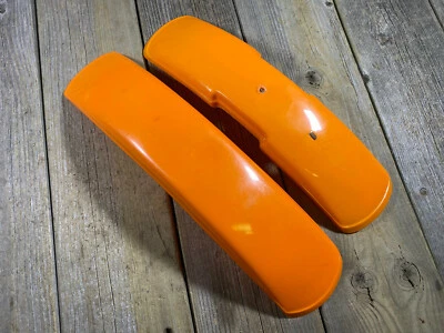 JUEGO GUARDABARROS NARANJA PLÁSTICO BICICLETA MOTOCROSS BMX MX VIEJA ESCUELA LÍDER RÁPIDO Foto 1 de 4