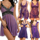 Chemise lingerie sexy pour femmes violet poupée vêtements de nuit robe dentelle G-string États-Unis
