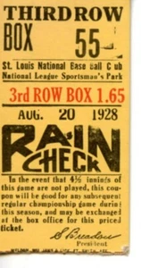 1928, August 20, St Louis Cardinals vs Brooklyn Dodgers Box Seat - Picture 1 of 2