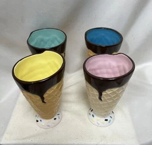 Ice Cream Waffle Cone Cups Pier 1 Set of 4 - Picture 1 of 11