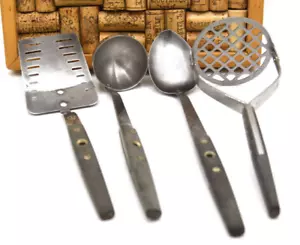 Masher spatola frantoio vintage punta di freccia selce inox spatola foro centrale appesa - Foto 1 di 6
