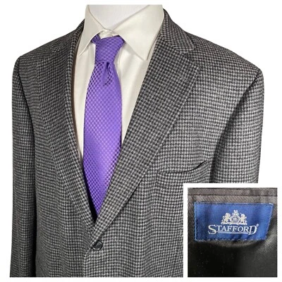 Abrigo deportivo Stafford 48R lana cepillada pelo camel pata de gallo cuadros Blazer Foto 1 de 4