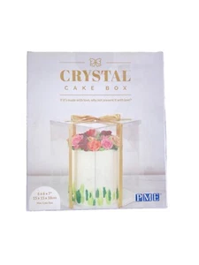 PME Crystal Cake Box Tall Cake Display Box 6 Inch With Gold Ribbon Cake Making - Picture 1 of 2