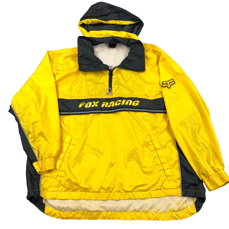 Fox Racing Jacket Men Large Yellow Pullover Windbreaker Motocross Vintage Y2K - Image 1 of 4