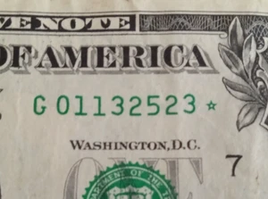 STAR NOTE GAS PUMP ERROR!! Fancy Serial Number G 01132523 * Series 2017 A - Picture 1 of 5