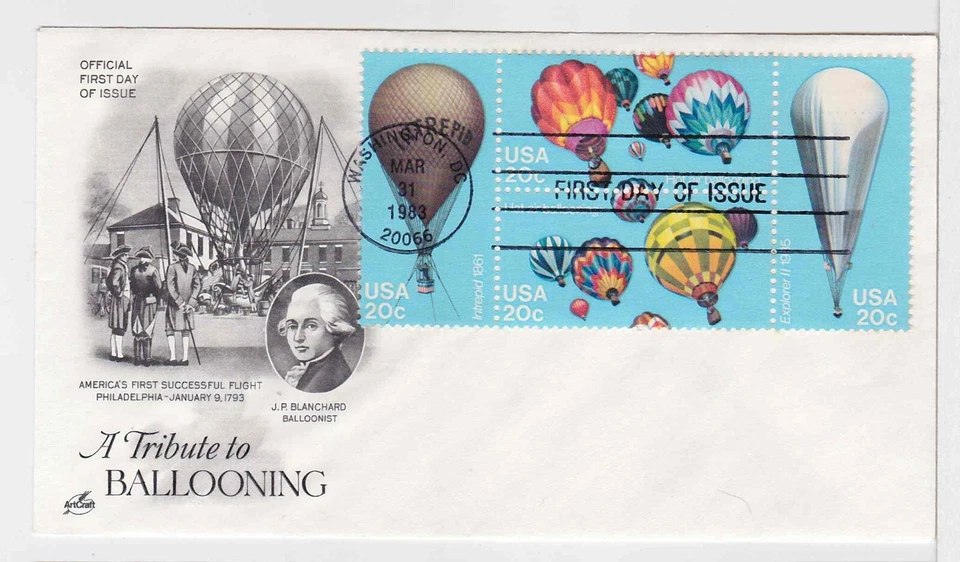TurtlesTradingPost- Ballooning- 1983 #2032-35 Artcraft FDC- Block of 4 - Image 1 of 1