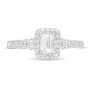 Vera Wang Emerald-Cut Lab-Created Diamond Wedding 14Ct White Gold Finish Ring - Picture 1 of 10