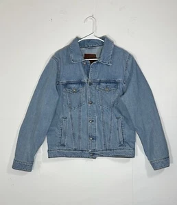 Abercrombie & Fitch Jean Jacket Men Large Light Wash Trucker Denim Button Up Y2K - Picture 1 of 16