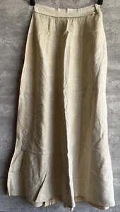 Antique 1890s Victorian Beige Linen Button Hook & Eye Pocket Skirt Size S - Picture 1 of 9