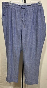 Women Linen Blue Cropped Pants XL Wide Leg Elastic Waist New NWT Jones New York - Picture 1 of 7